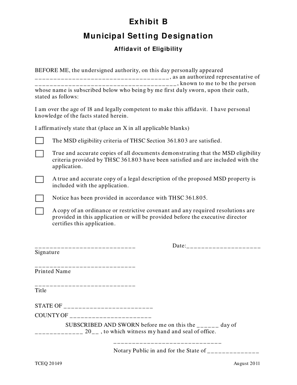 Form 20149 Municipal Setting Designation Application Form - Texas, Page 4