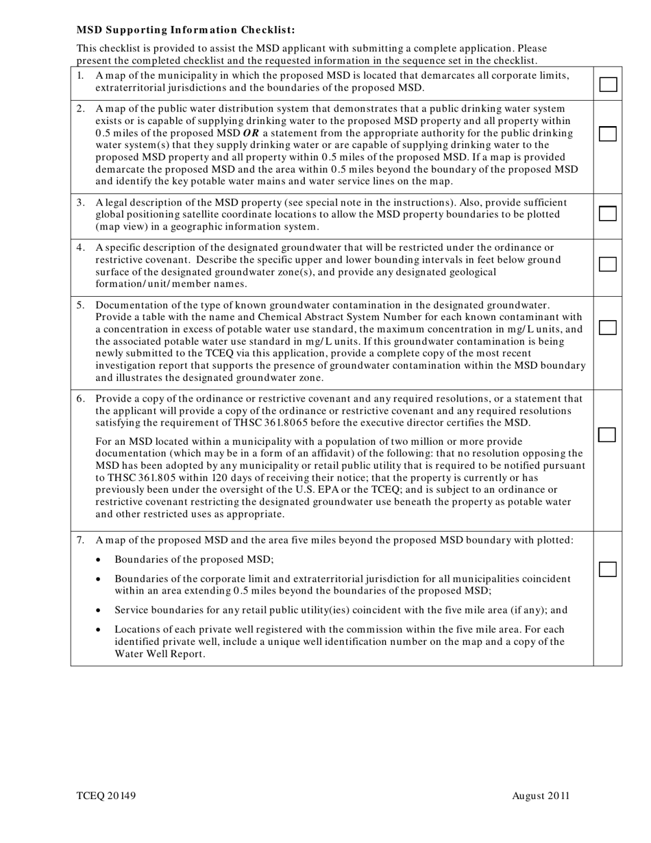 Form 20149 Municipal Setting Designation Application Form - Texas, Page 5