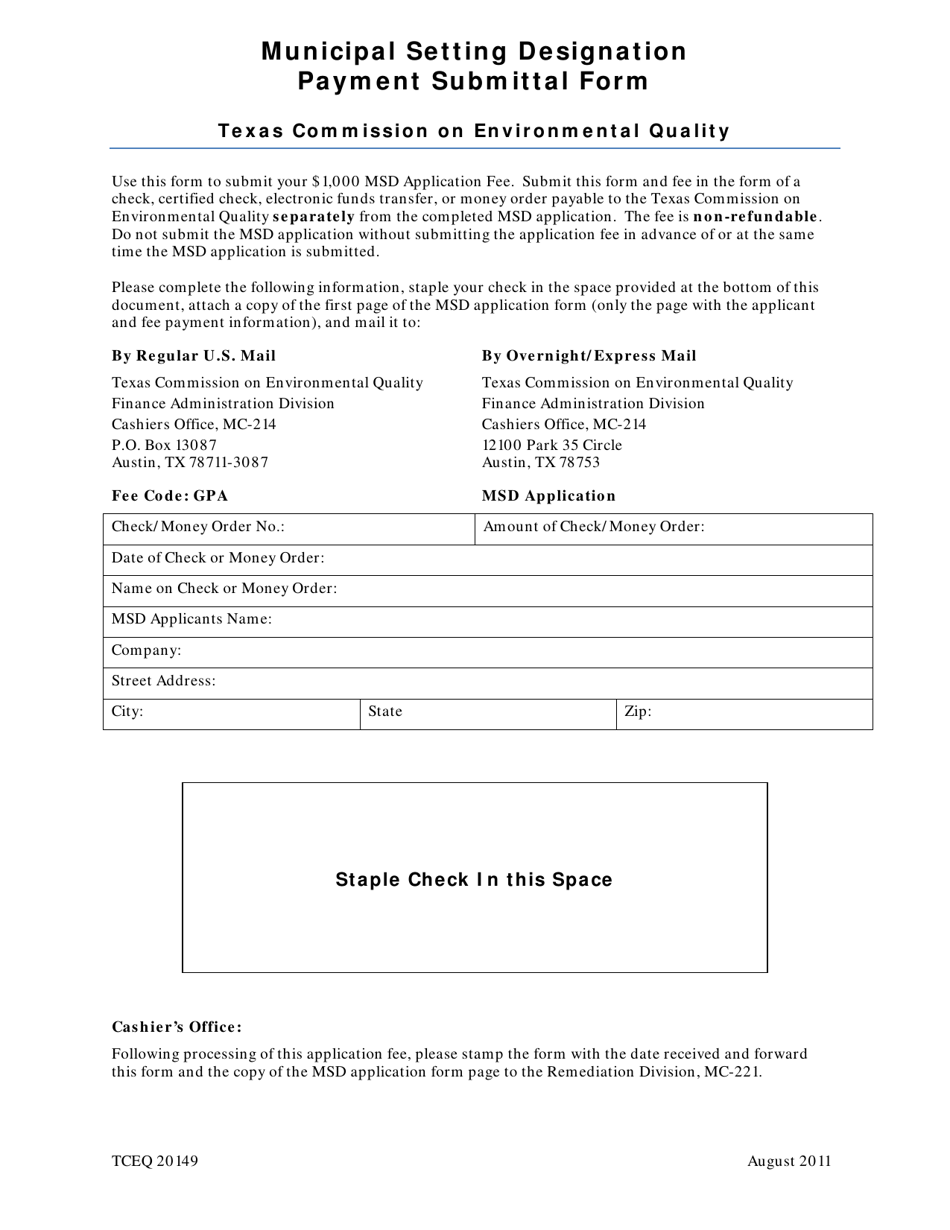 Form 20149 Municipal Setting Designation Application Form - Texas, Page 7