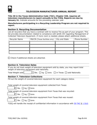 Form 20637 Television Manufacturer Annual Registration and Reporting Form - Texas, Page 3