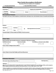 Document preview: Form 00501 Water Quality Noncompliance Notification - Texas