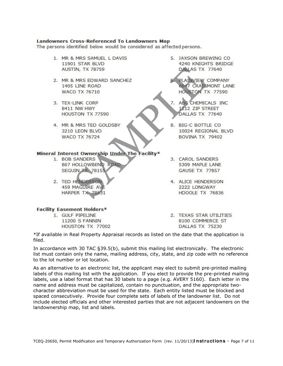 Form 20650 Permit / Registration Modification and Temporary Authorization Application Form for an Msw Facility - Texas, Page 15