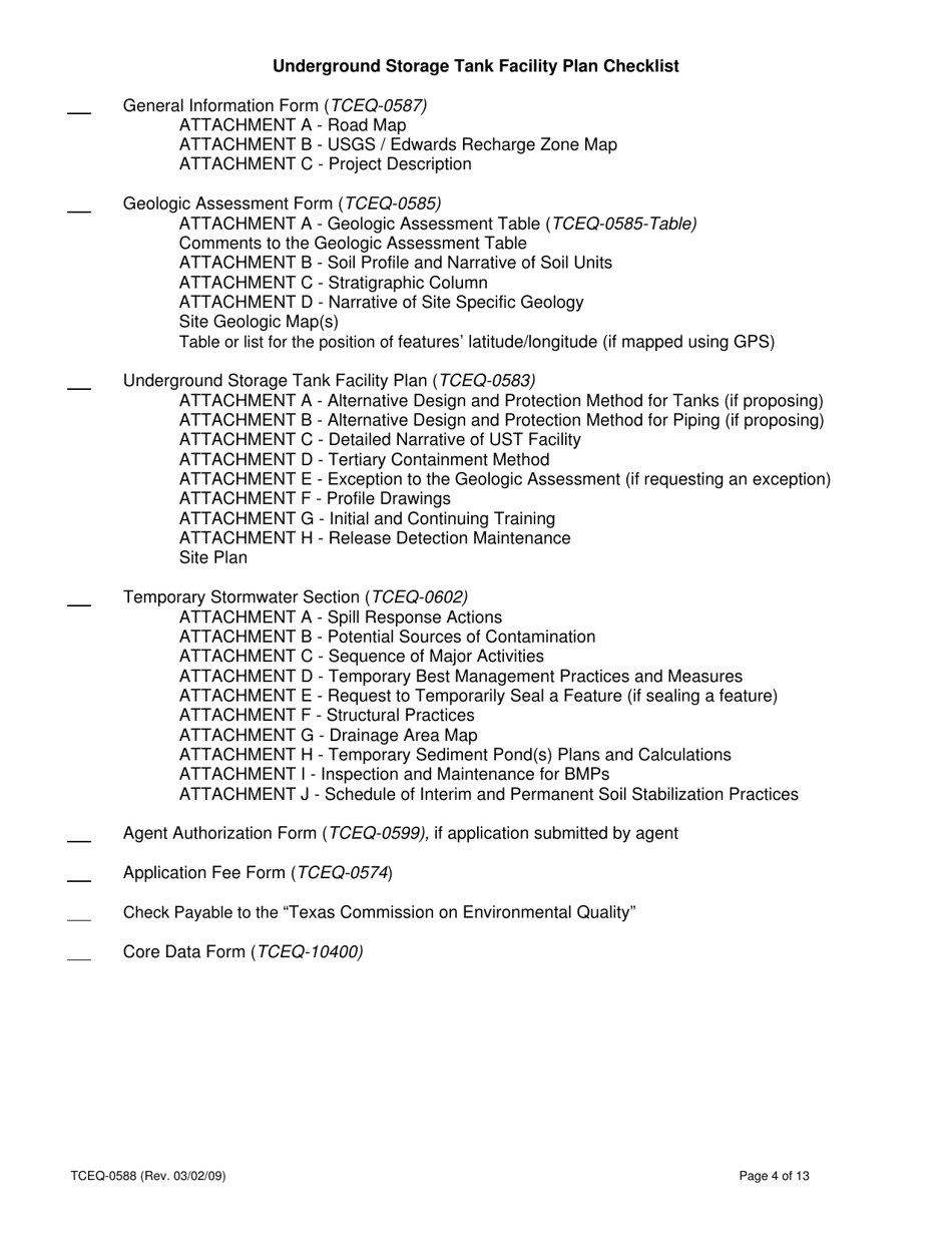 Form 0588 Application Checklists - Texas, Page 4