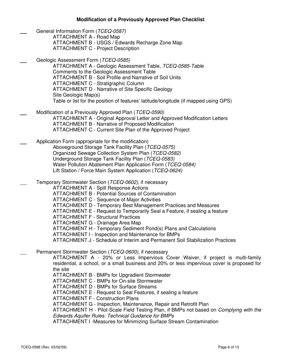Form 0588 Application Checklists - Texas, Page 6