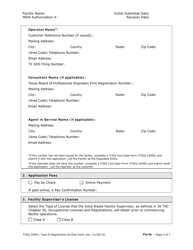 Form 20651 Type IX Landfill Gas to Energy Facility Registration by Rule Application Form - Texas, Page 4
