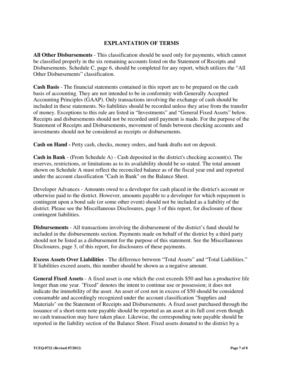 Form 0722 Annual Financial Report - Texas, Page 7