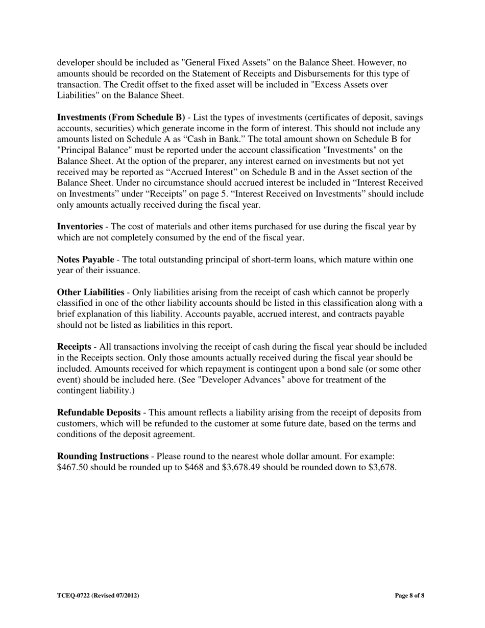 Form 0722 Annual Financial Report - Texas, Page 8