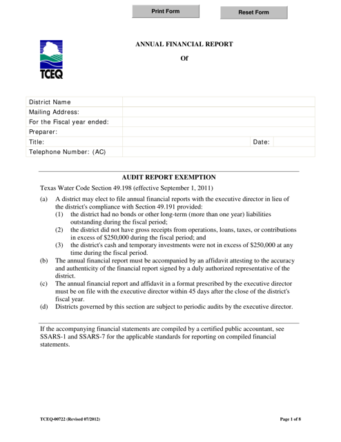 Form 0722  Printable Pdf