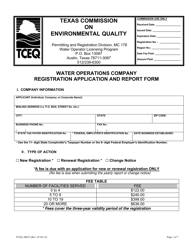 Form 00672 Water Operations Company Registration Application and Report Form - Texas