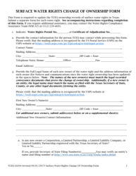 Form 10204 Surface Water Rights Change of Ownership Form - Texas