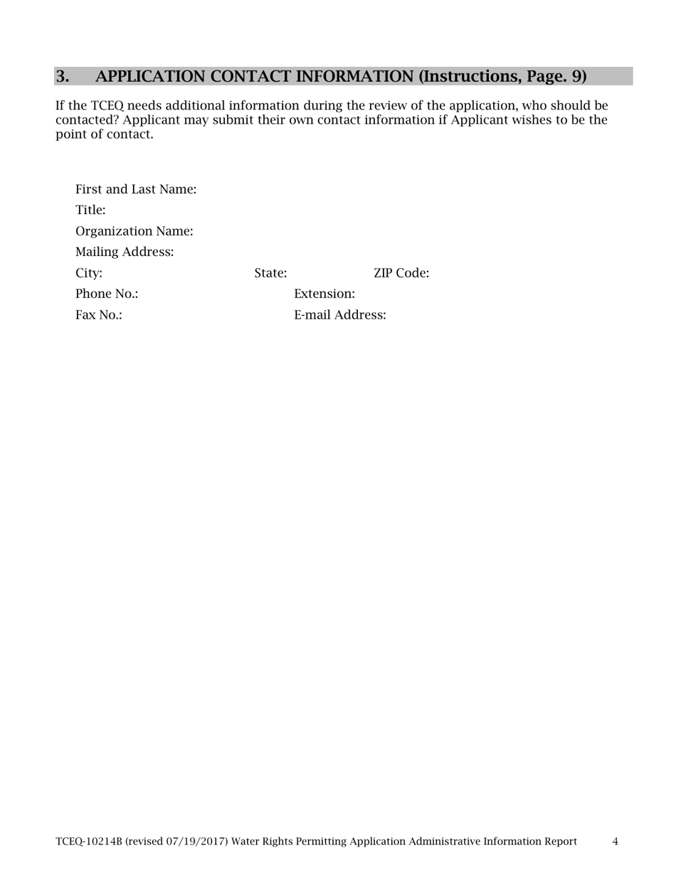 Form 10214B Water Rights Permitting Application Administrative Information Checklist - Texas, Page 4