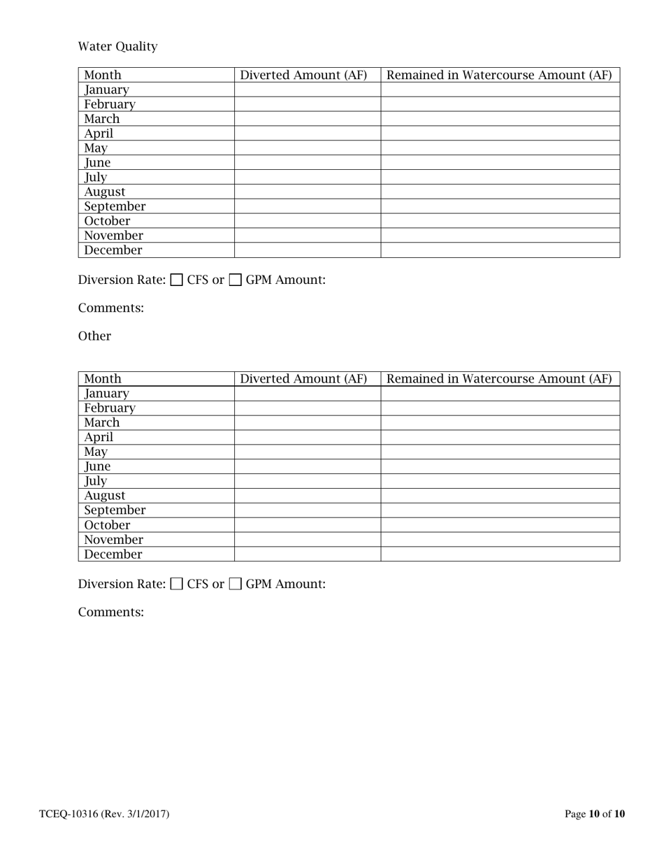 Form 10316 Annual Report of Surface Water Used - Texas, Page 10