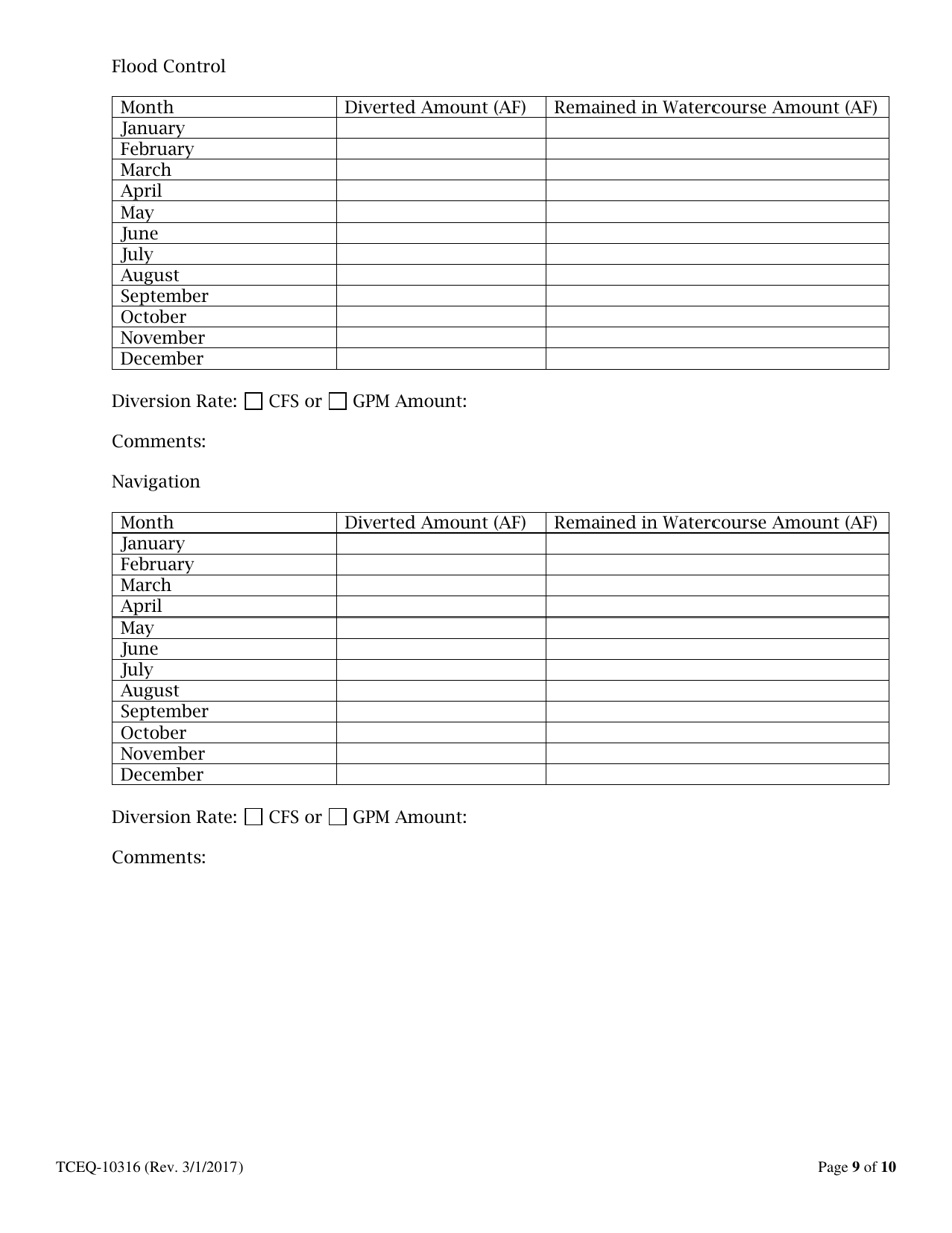 Form 10316 Annual Report of Surface Water Used - Texas, Page 9