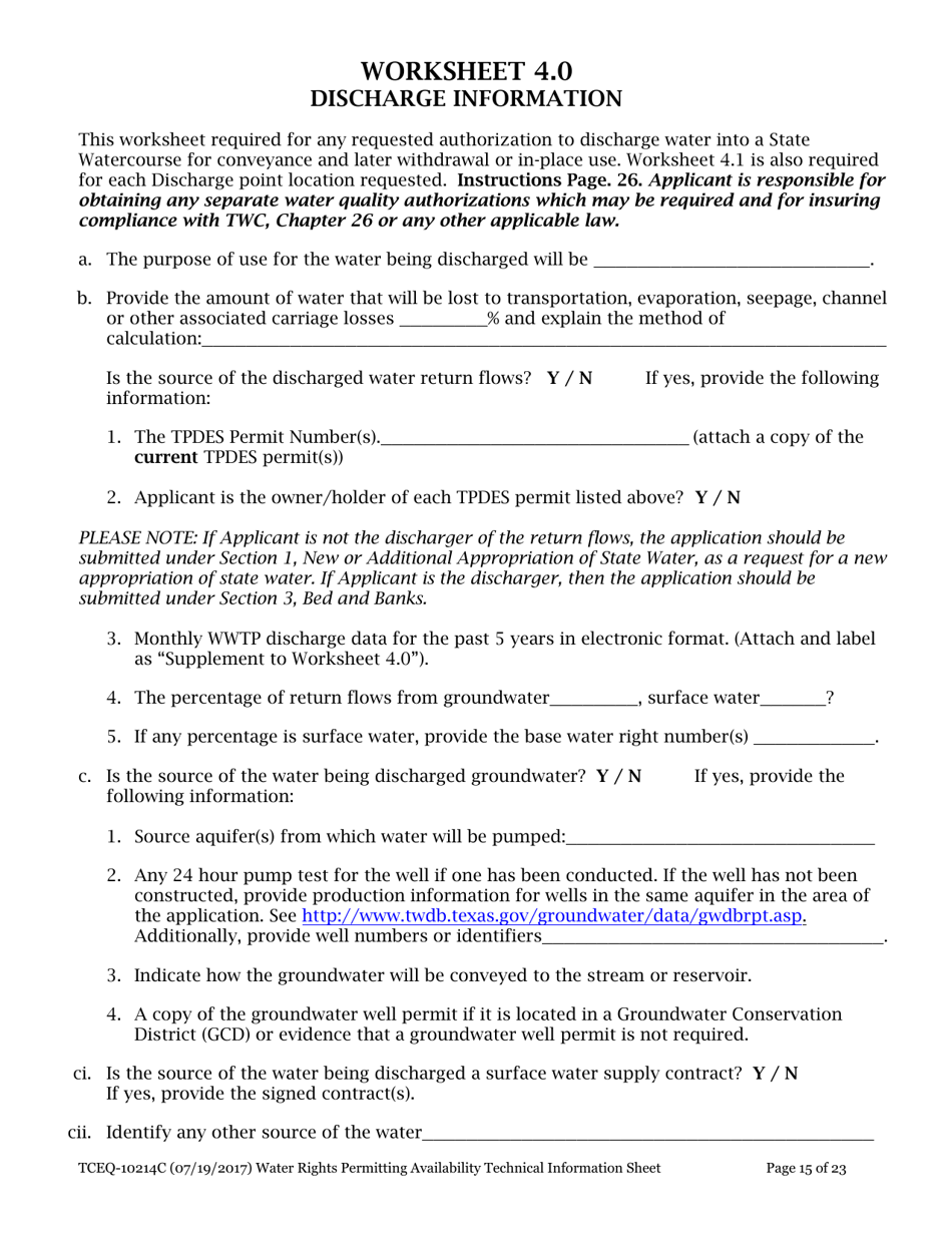 Form 10214C Technical Information Report Water Rights Permitting - Texas, Page 15