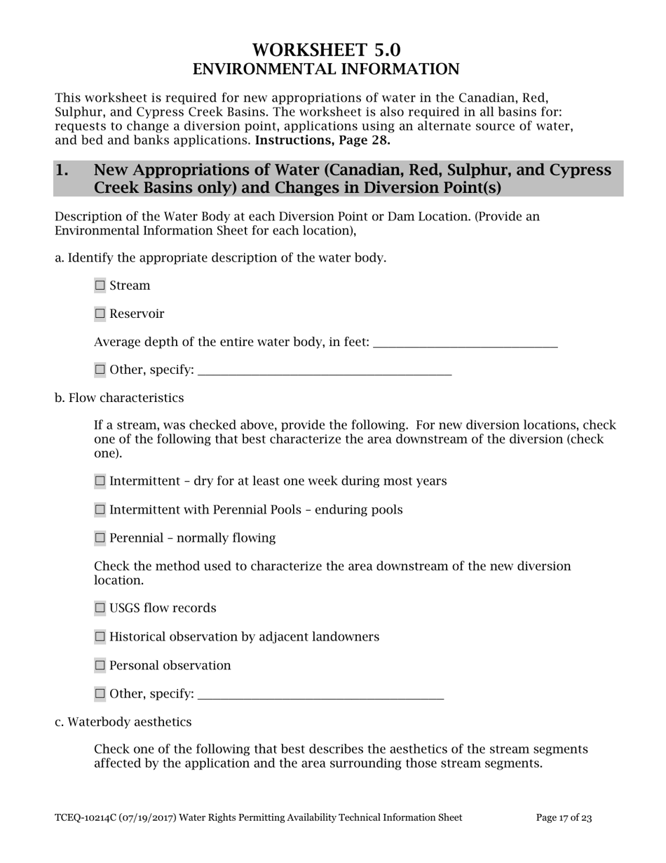 Form 10214C Technical Information Report Water Rights Permitting - Texas, Page 17