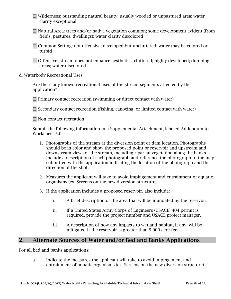 Form 10214C Technical Information Report Water Rights Permitting - Texas, Page 18