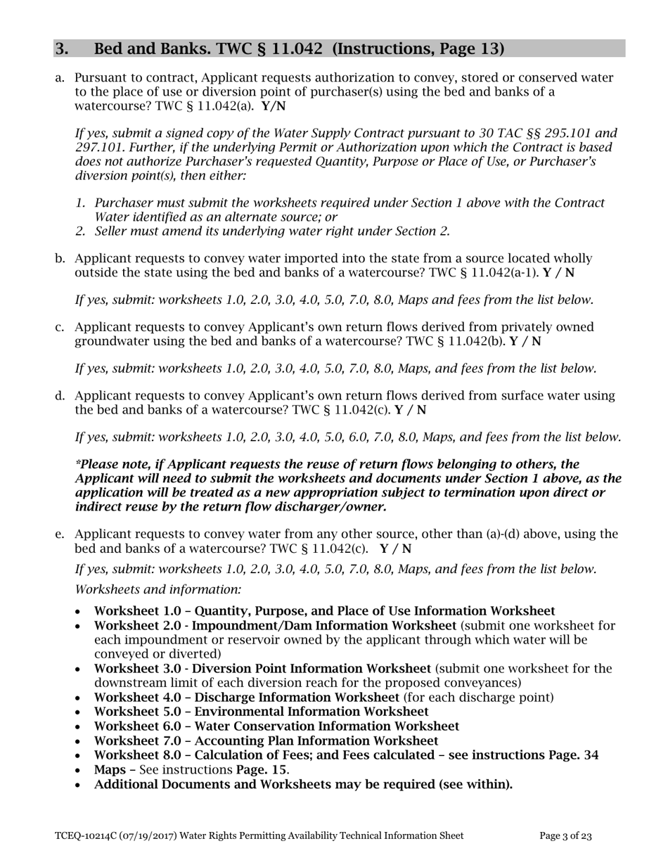 Form 10214C Technical Information Report Water Rights Permitting - Texas, Page 3