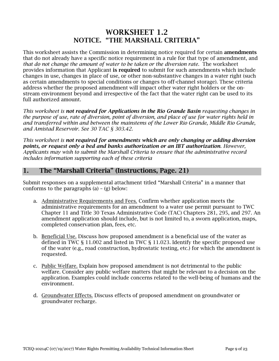 Form 10214C Technical Information Report Water Rights Permitting - Texas, Page 9
