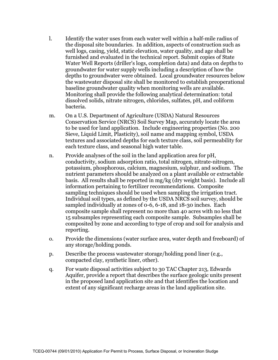 Form 00744 Application for Permit to Process, Surface Dispose, or Incinerate Sludge - Texas, Page 25