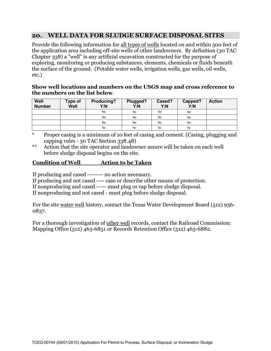 Form 00744 Application for Permit to Process, Surface Dispose, or Incinerate Sludge - Texas, Page 34