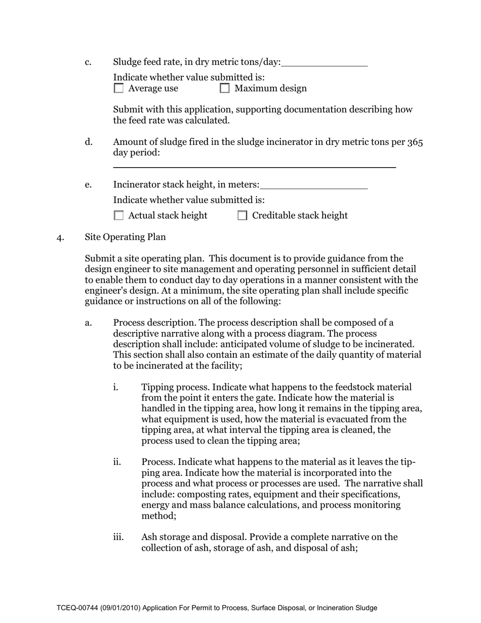 Form 00744 Application for Permit to Process, Surface Dispose, or Incinerate Sludge - Texas, Page 36