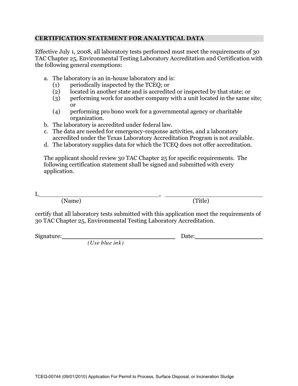 Form 00744 Application for Permit to Process, Surface Dispose, or Incinerate Sludge - Texas, Page 40