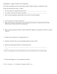 Population Dynamics: Three Types of Population Growth Worksheet - Ap Biology, Blue Valley Schools, Page 3