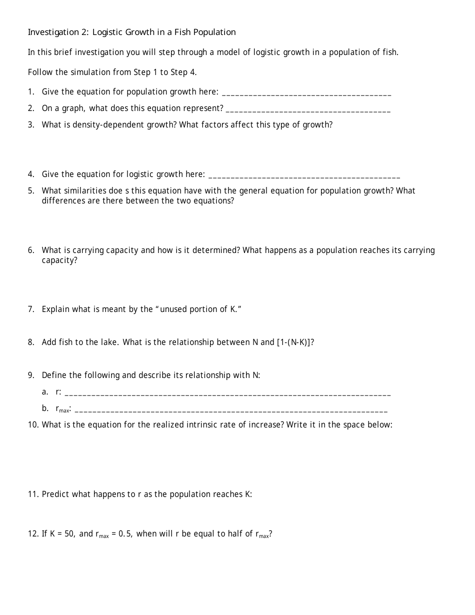 Population Dynamics: Three Types of Population Growth Worksheet - Ap Biology, Blue Valley Schools, Page 3