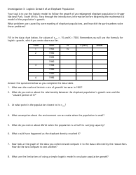 Population Dynamics: Three Types of Population Growth Worksheet - Ap Biology, Blue Valley Schools, Page 4
