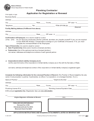 Document preview: Form IL482-0679 Plumbing Contractor - Application for Registration or Renewal - Illinois