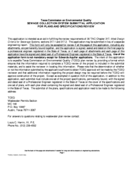 Document preview: Form 10243 Sewage Collection System Submittal Application for Plans and Specifications Review - Texas