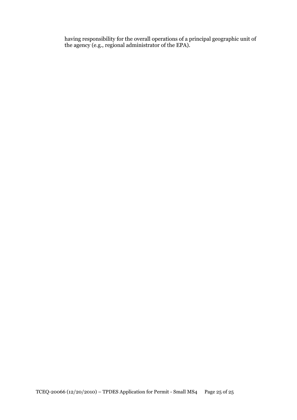 Form TCEQ-20066 Application for Permit to Discharge From a Small Municipal Separate Storm Sewer System (Ms4) Into Surface Water in the State - Texas, Page 25