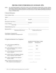 Form 20218 Tpdes Pretreatment Program Report Form - Texas