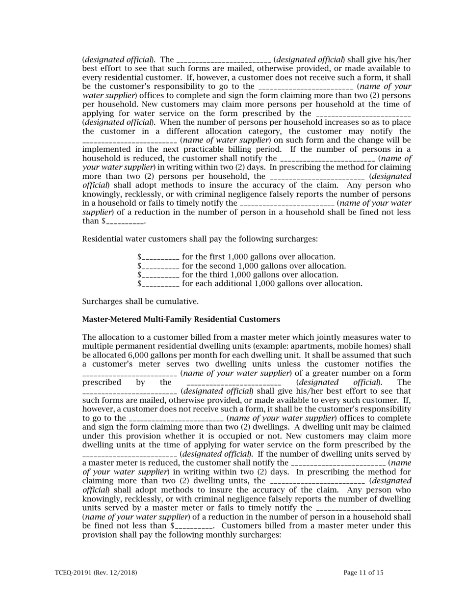 Form 20191 Drought Contingency Plan for a Retail Public Water Supplier - Texas, Page 11