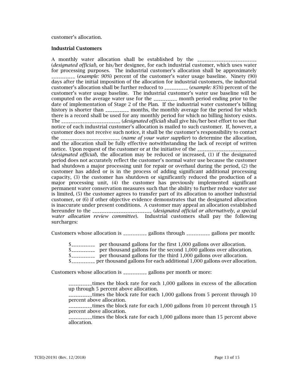 Form 20191 Drought Contingency Plan for a Retail Public Water Supplier - Texas, Page 13