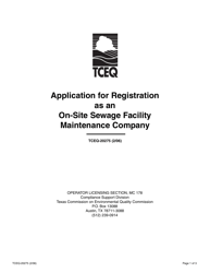 Form 20275 Application for Certificate of Registration as an on-Site Sewage Facility Maintenance Company - Texas