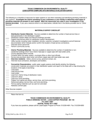 Form 20467(A) Lead/Copper Sample Site Selection Pool and Materials Survey for Community Water Systems Form - Texas, Page 5