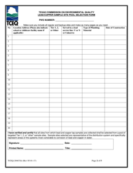 Form 20467(B) Lead/Copper Sample Site Selection Pool and Materials Survey for Non-transient Non-community Systems - Texas, Page 2