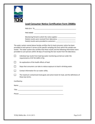 Form 20680A Lead Consumer Notice Certification Form Community Public Water Systems - Texas, Page 2