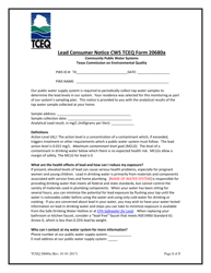 Document preview: Form 20680A Lead Consumer Notice Certification Form Community Public Water Systems - Texas