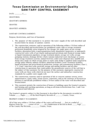 Document preview: Form TCEQ-20698 Sanitary Control Easement - Texas