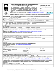 Document preview: Form 20538 Application for a Certificate of Registration of a Livestock Trailer Cleaning Facility - Texas