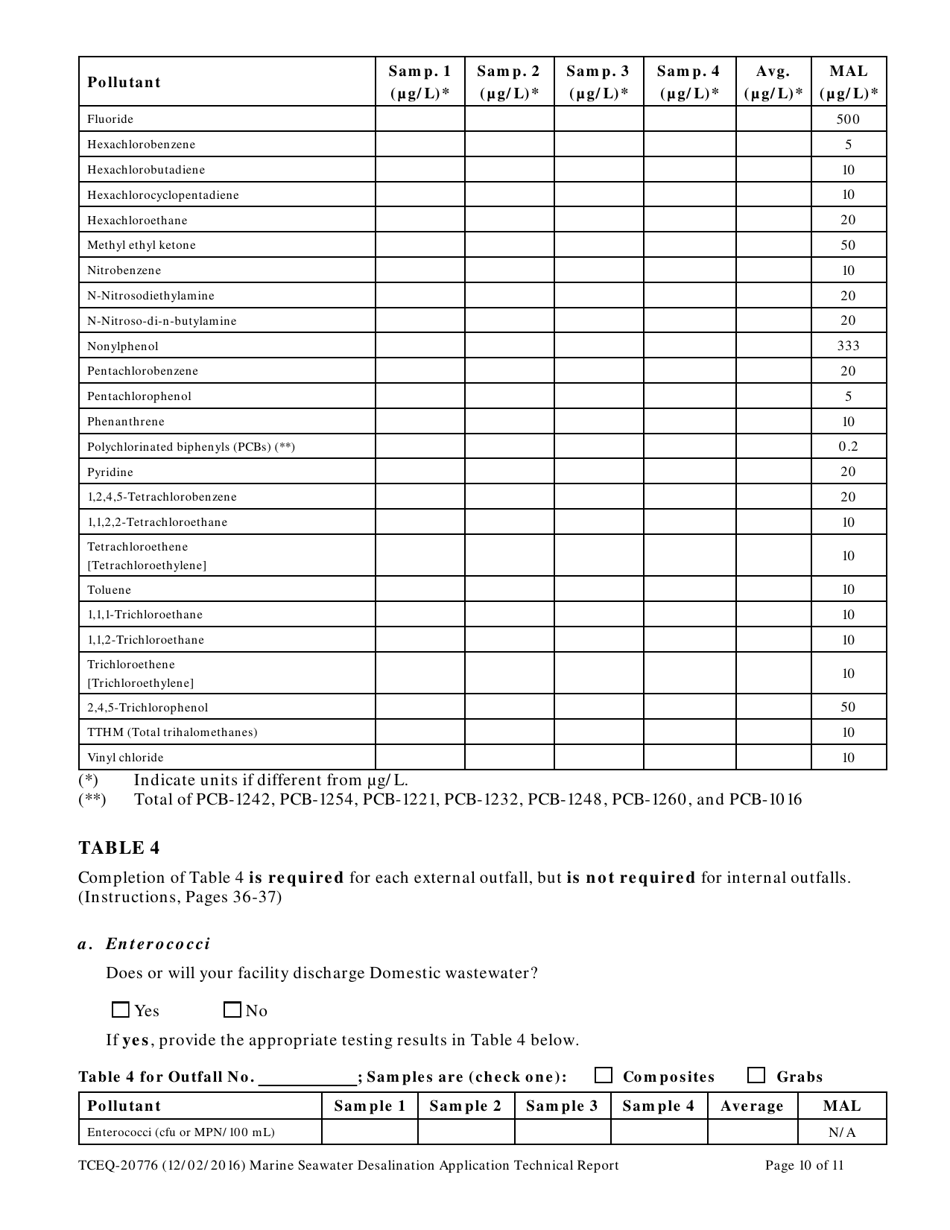 Form TCEQ-20776 Marine Seawater Desalination Application Technical Report - Texas, Page 10