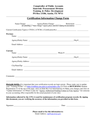 Document preview: Certification Information Change Form - Texas