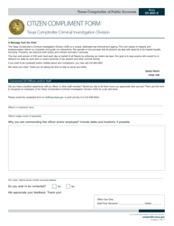 Document preview: Form 50-860-2 Citizen Compliment Form - Texas