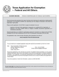 Form AP-204 &quot;Texas Application for Exemption '&quot; Federal and All Others&quot; - Texas