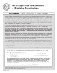 Form AP-205 &quot;Texas Application for Exemption - Charitable Organizations&quot; - Texas