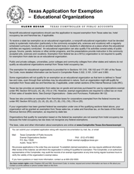 Form AP-207 &quot;Texas Application for Exemption - Education Organizations&quot; - Texas