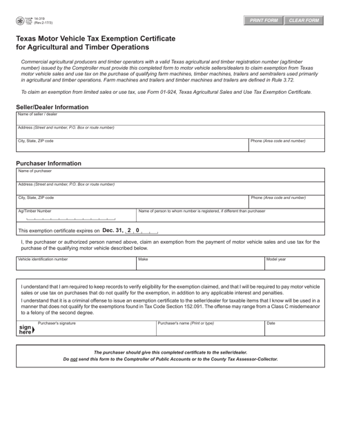 Form 14-319  Printable Pdf
