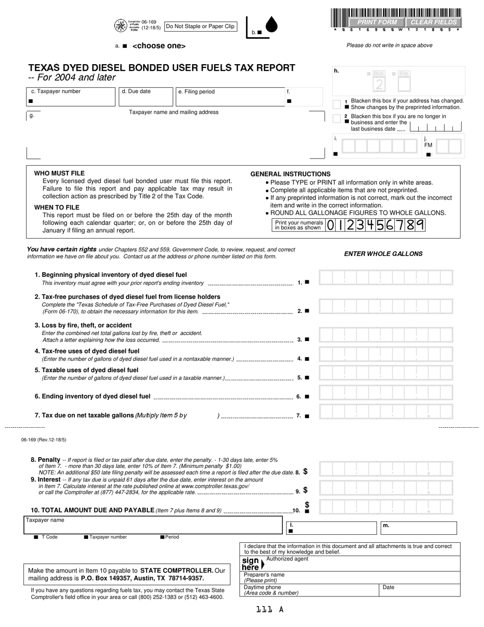 Form 06-169 - Fill Out, Sign Online and Download Fillable PDF, Texas ...